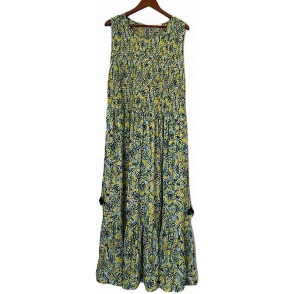 Terra & Sky Maxi Dress Tropical Ruffle Hymn - Size 1X